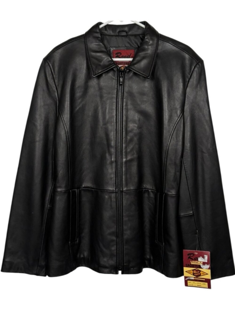 NWT Reed Genuine Leather Jacket Womens Plus Size 2X Black Mid Zip Front 1350